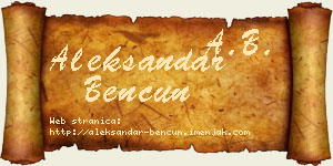 Aleksandar Bencun vizit kartica